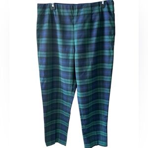 Chaps 14 Ankle Blue Green Tartan Plaid Trousers
